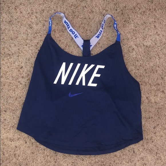 navy blue nike crop top